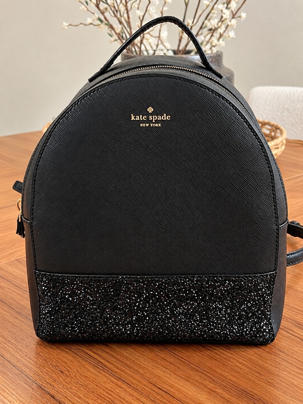 Kate Spade Greta Court Sammi Mini Backpack - Black Glitter As-Is